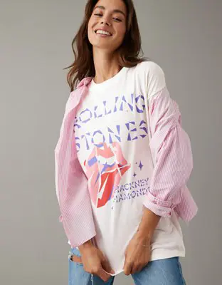 American Eagle AE Oversized Rolling Stones Hackney Diamonds Graphic Tee. 1