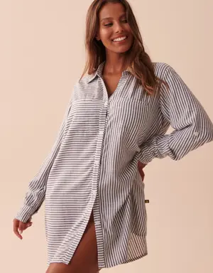 Striped Long Button-down Shirt