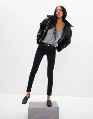 Mid Rise True Skinny Jeans with Washwell black