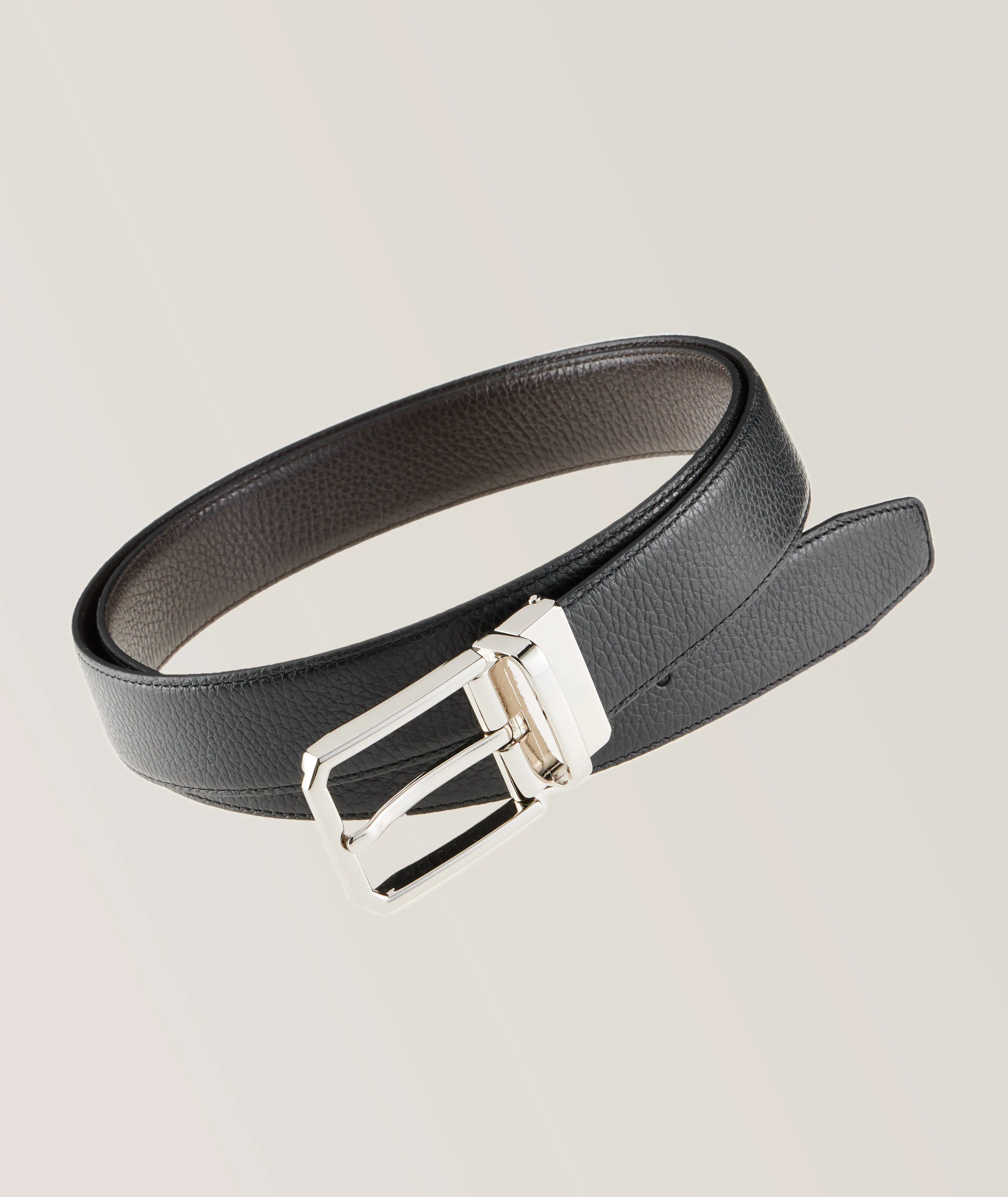 Harry Rosen Reversible Grain Leather Pin Buckle Belt. 1