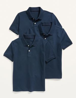 School Uniform Polo Shirt 3-Pack for Boys blue