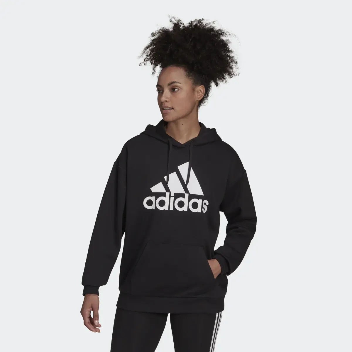 Adidas Essentials Logo Boyfriend Fleece Hoodie. 2