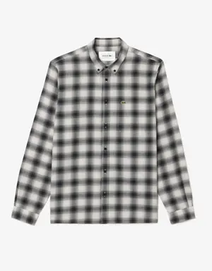 Camisa de flanela em xadrez com mistura de algodão/lã