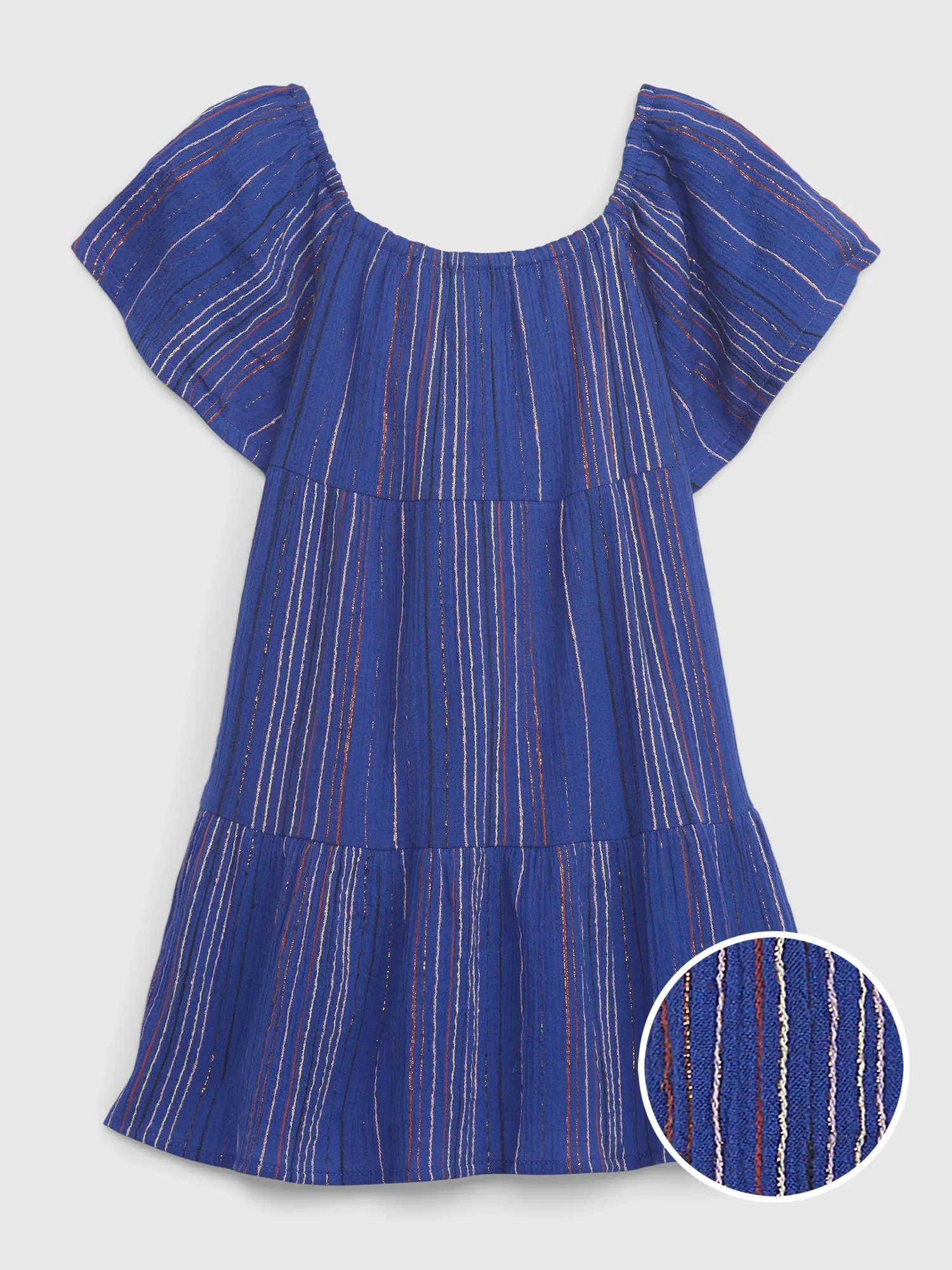 Gap Toddler Shiny Stripe Tiered Dress blue. 1 Gap Toddler Shiny Stripe Tiered Dress blue. 1