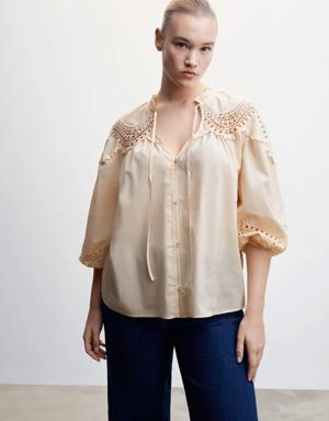 Embroidered cord blouse