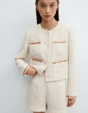 Tweed jacket with buttons