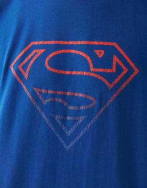Superman Baskılı Mavi Tişört