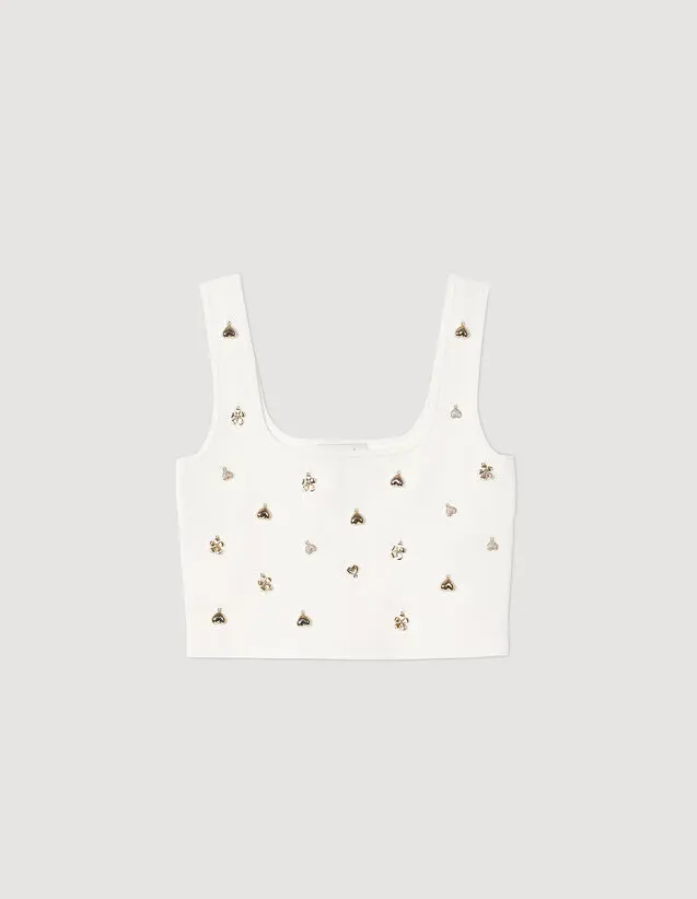 Sandro Knit crop top with charms. 2