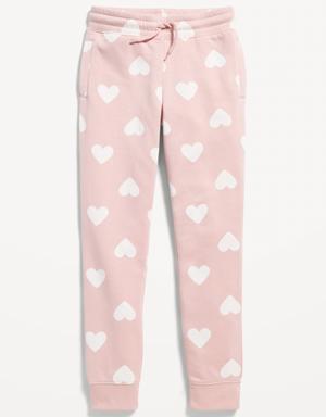 Printed Vintage High-Waisted Jogger Sweatpants for Girls pink