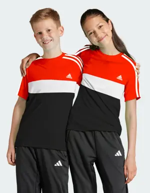 Adidas Playera Tiberio 3 Franjas Colorblock de Algodón para Niños