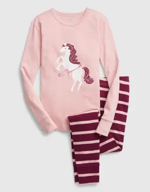 Kids Organic Cotton Unicorn PJ Set pink