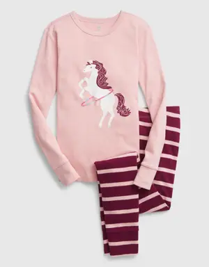 Kids 100% Organic Cotton Unicorn PJ Set pink