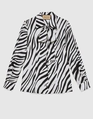 zebra print silk shirt