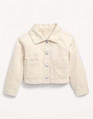 Cropped Twill Utility Shacket for Toddler Girls beige