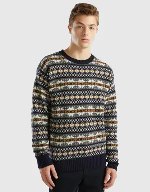 jacquard sweater in wool blend