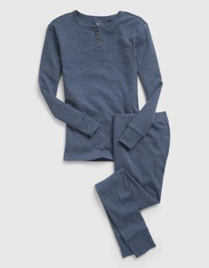 Kids Organic Cotton Henley PJ Set blue