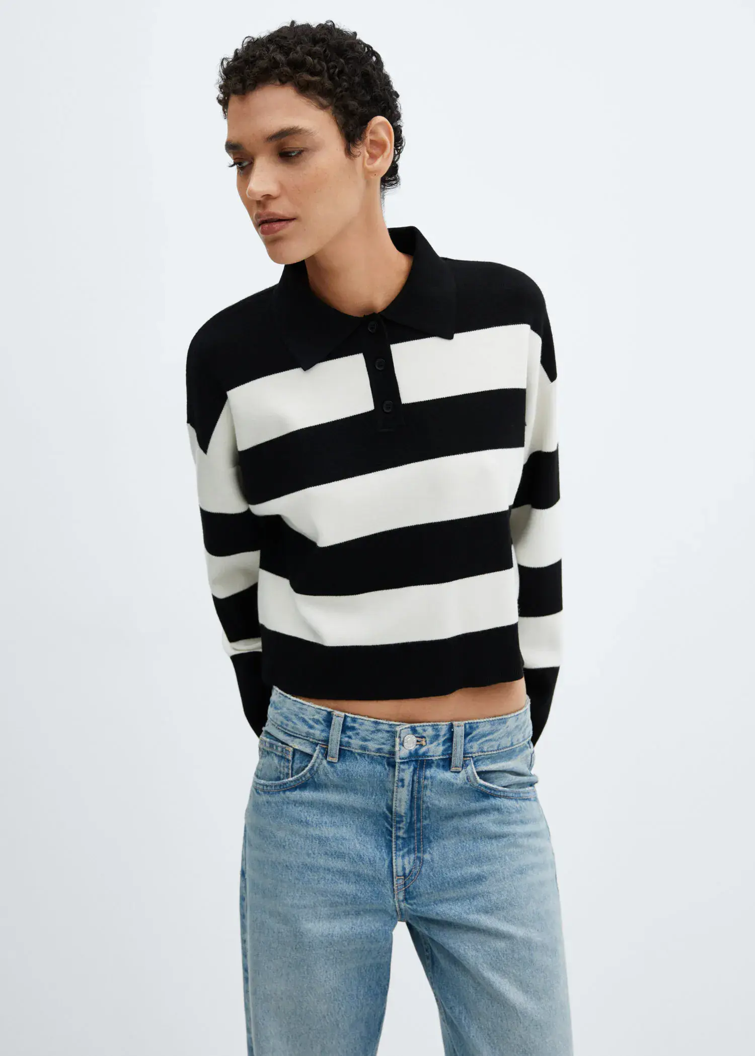 Mango Striped polo-neck sweater. 2
