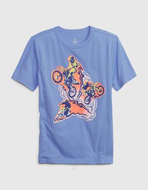 Kids 100% Organic Cotton Graphic T-Shirt blue