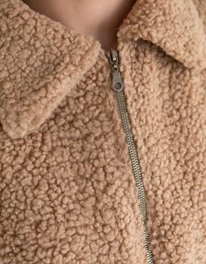 Deniz Butik Premium Fermuarlı Peluş Mont - CAMEL. 3 Deniz Butik Premium Fermuarlı Peluş Mont - CAMEL. 3