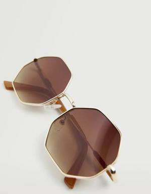 Hexagonal metal frame sunglasses