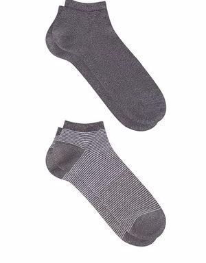 2li Gri Patik Çorap