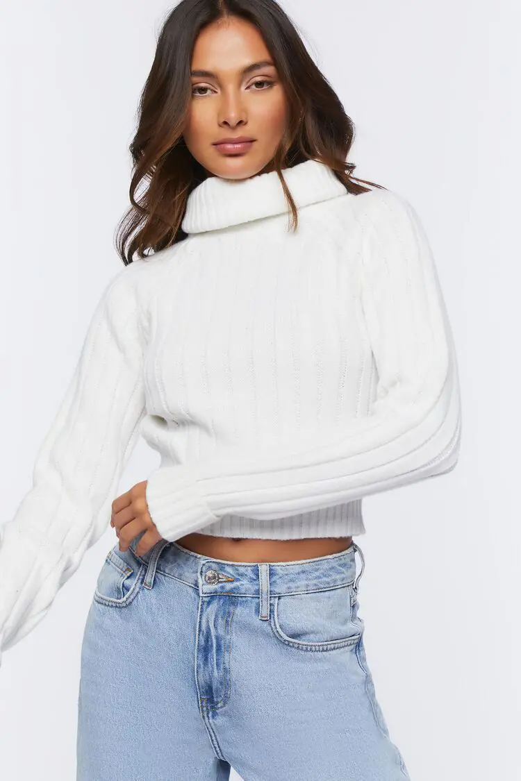 Forever 21 Forever 21 Ribbed Turtleneck Sweater White. 1