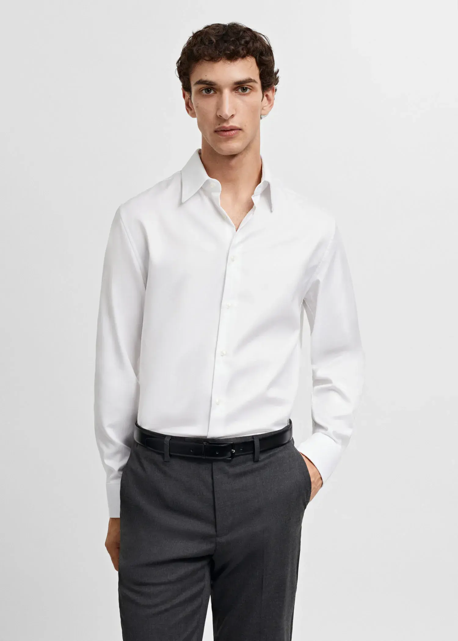 Mango Regular-fit structured suit shirt. 2