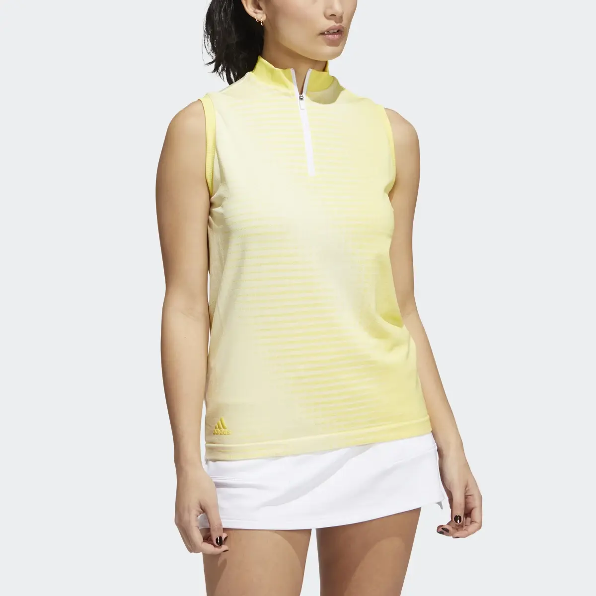 Adidas Primeknit Sleeveless Golf Polo Shirt. 1