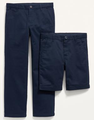 Straight Uniform Pants & Shorts Knee Length 2-Pack for Boys blue