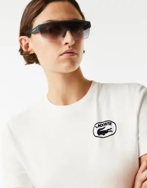 Lacoste T-shirt femme loose fit avec logo Lacoste en coton biologique