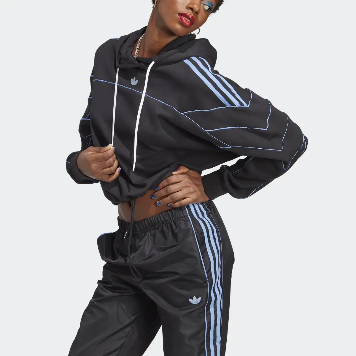 Adidas Archive Cut Line Crop Hoodie. 1