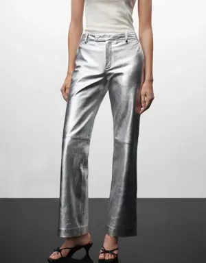 Metallic leather trousers