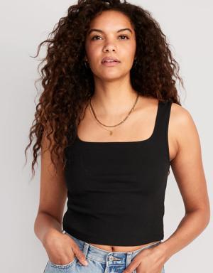 Old Navy Ultra-Cropped Rib-Knit Tank Top for Women black