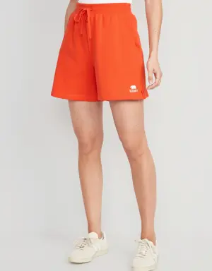 Logo Graphic Extra High-Waisted Vintage Sweat Shorts for Women -- 5-inch inseam orange