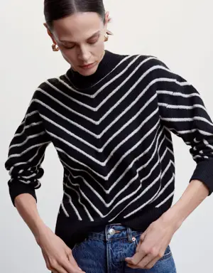 Stripe-print sweater with Perkins neck