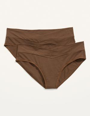 Maternity 2-Pack Low-Rise Supima&#174 Cotton-Blend Below-Bump Bikini Underwear brown