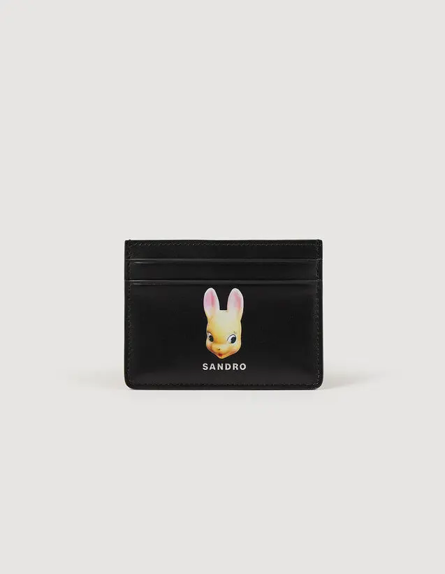 Sandro Leather card holder with rabbit print. 1
