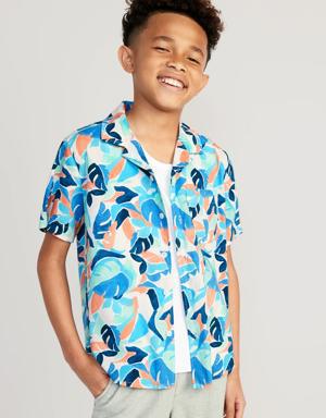Short-Sleeve Printed Camp Shirt for Boys blue