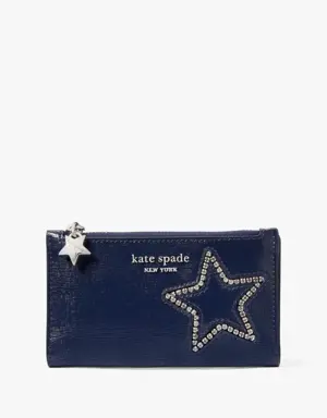 Starlight Patent Saffiano Leather Small Slim Bifold Wallet