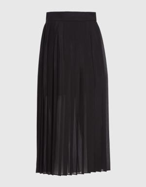 Pleated Black Midi Skirt