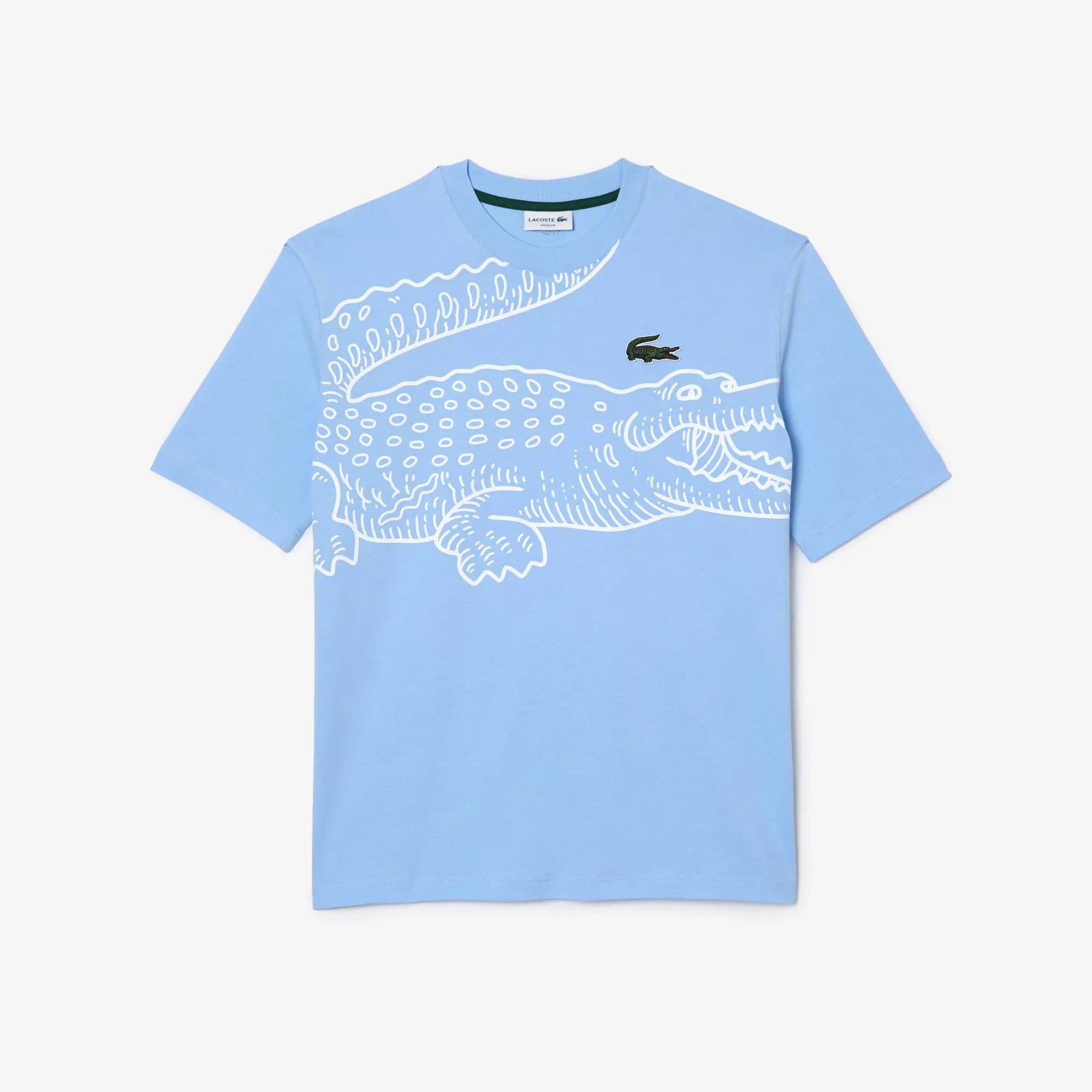 Lacoste Men’s Lacoste Round Neck Loose Fit Crocodile Print T-shirt. 2