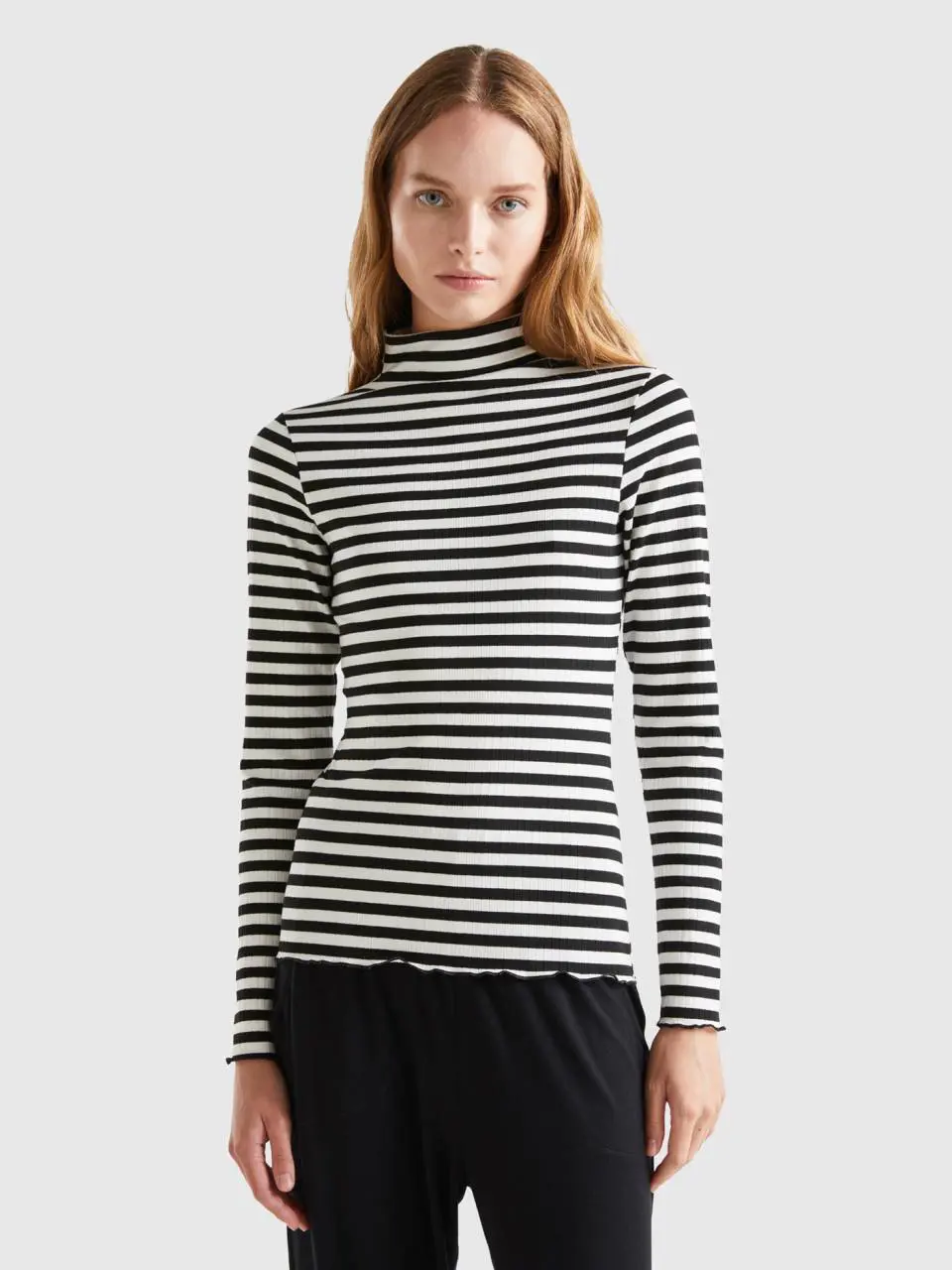 Benetton striped turtleneck t-shirt. 1