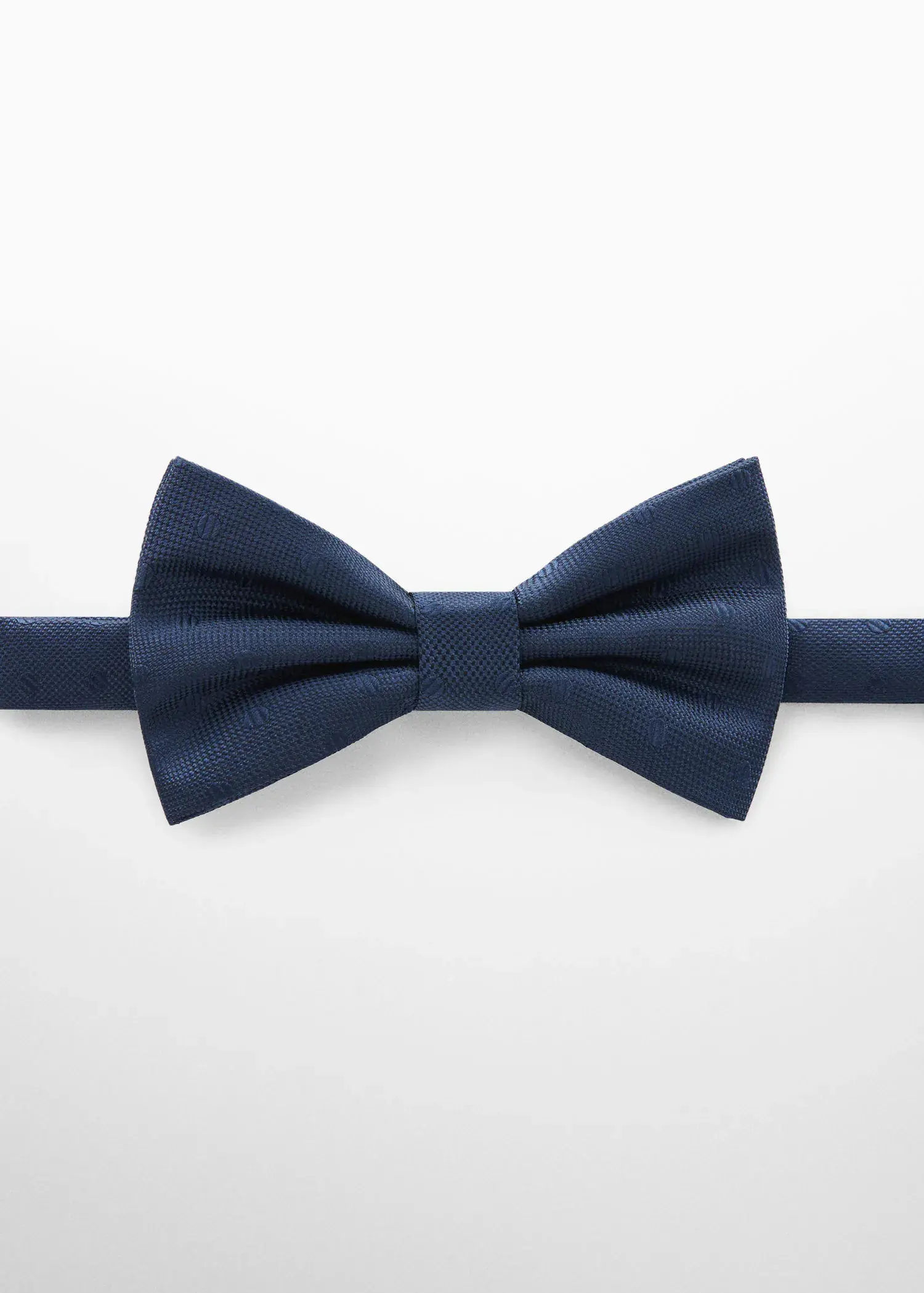Mango Bow tie with polka-dot structure. a blue bow tie on a white background. 