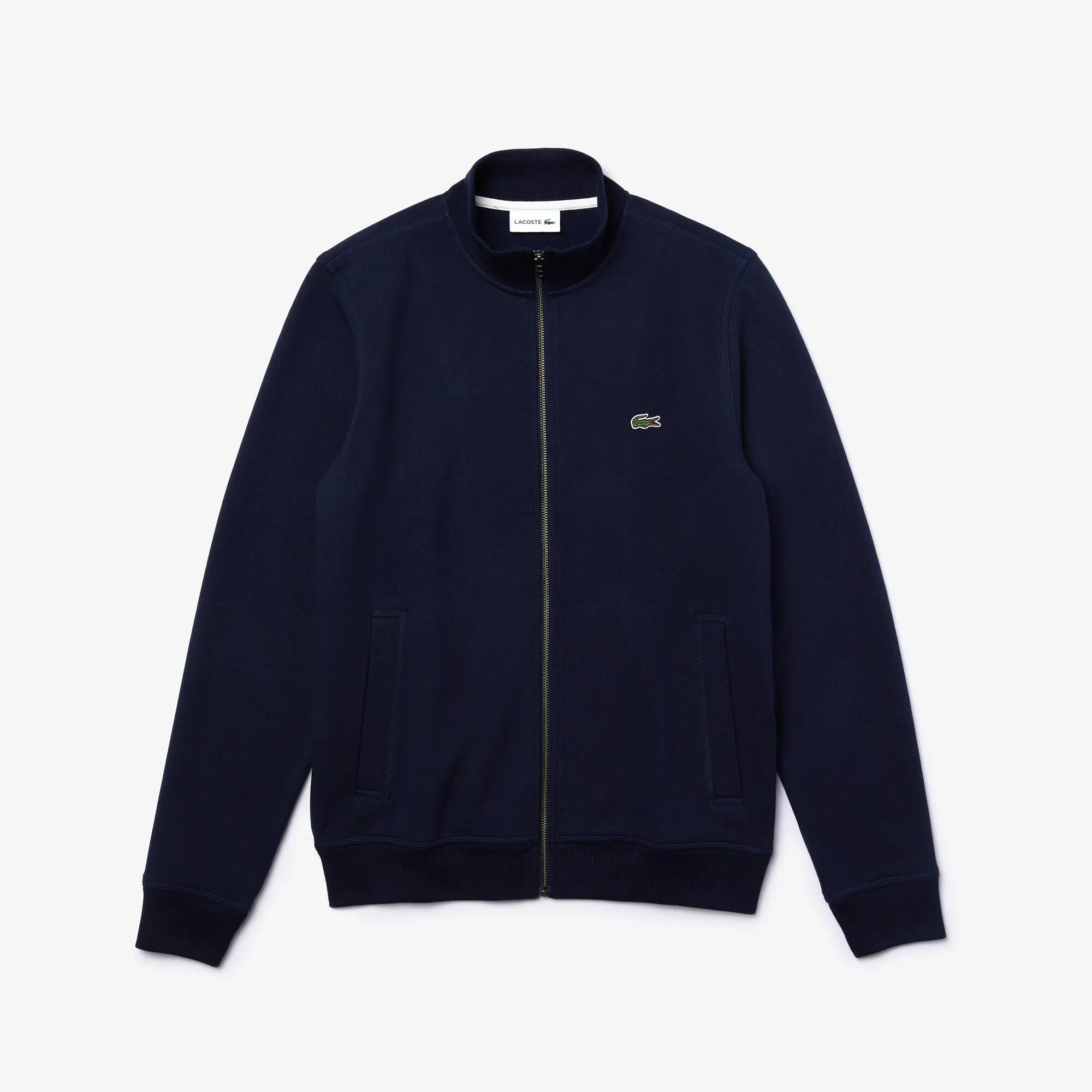 Lacoste Men's Zippered Stand-Up Collar Piqué Fleece Jacket. 2