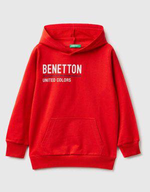 Erkek Çocuk Kırmızı Benetton Su Baskılı Sweatshirt