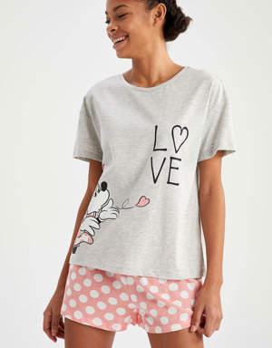 Fall in Love Fit Mickey Mouse Kısa Kollu Pamuklu Pijama Takım
