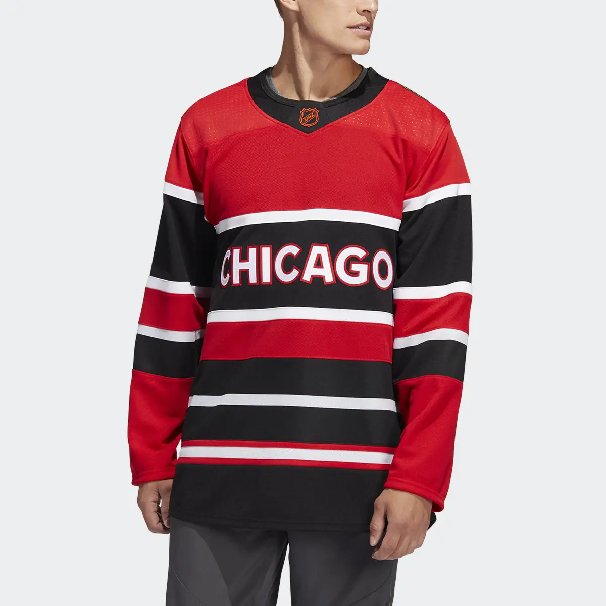 Adidas Blackhawks Authentic Reverse Retro Wordmark Jersey. 1