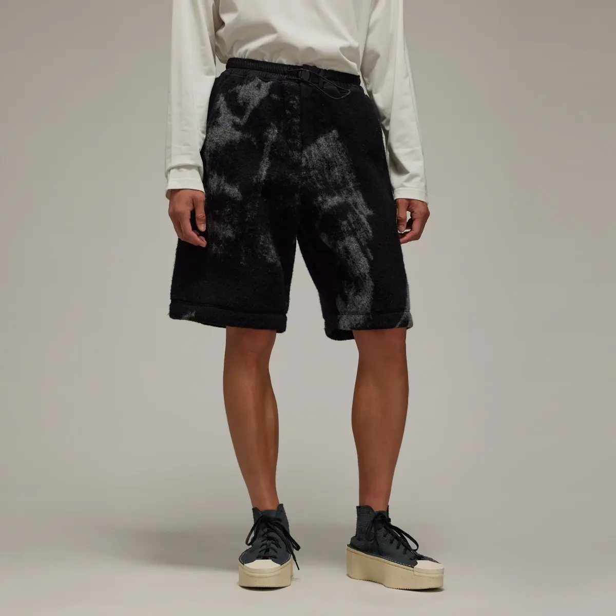 Adidas Y-3 Fuzzy Fleece Shorts. 1