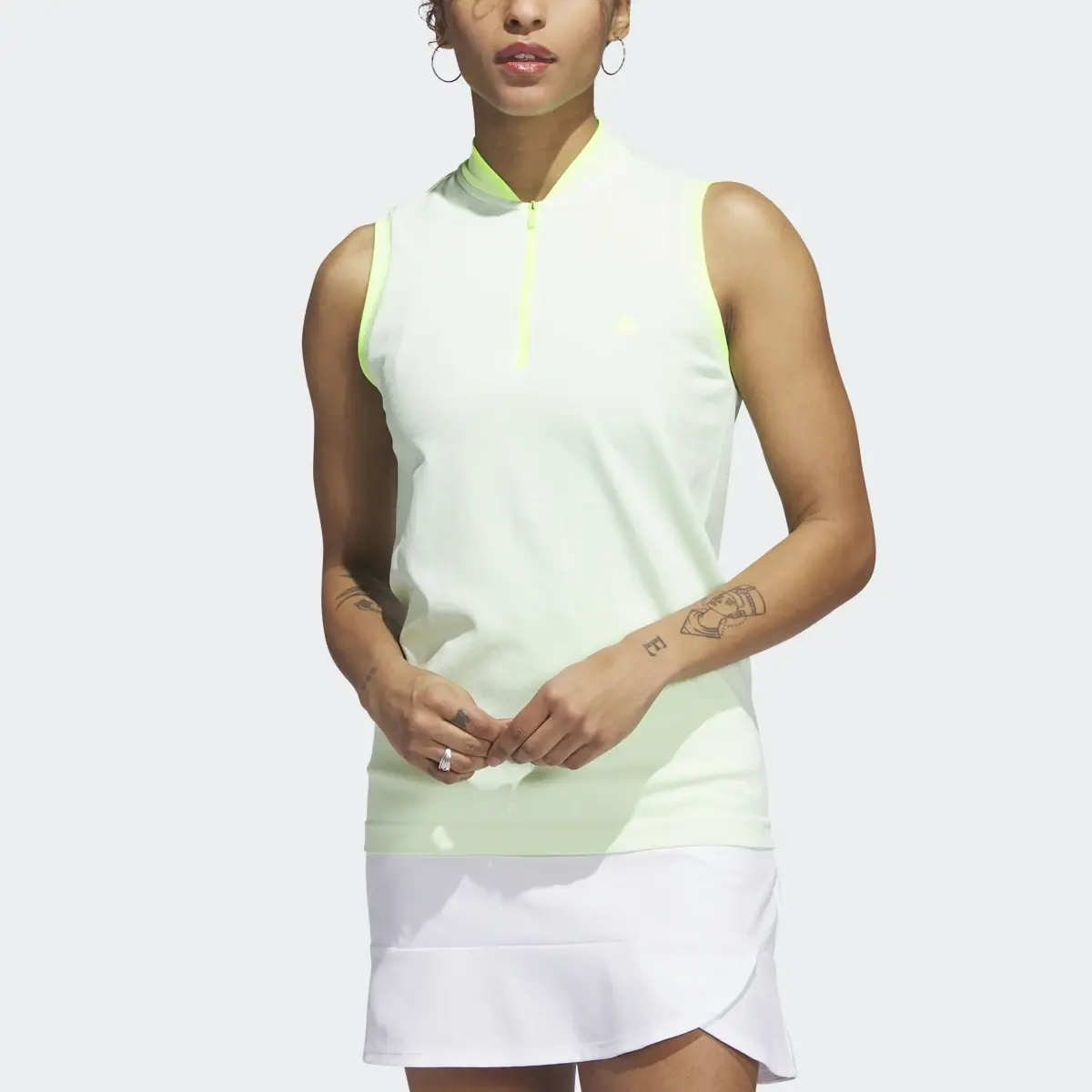 Adidas Ultimate365 Tour PRIMEKNIT Sleeveless Polo Shirt. 1