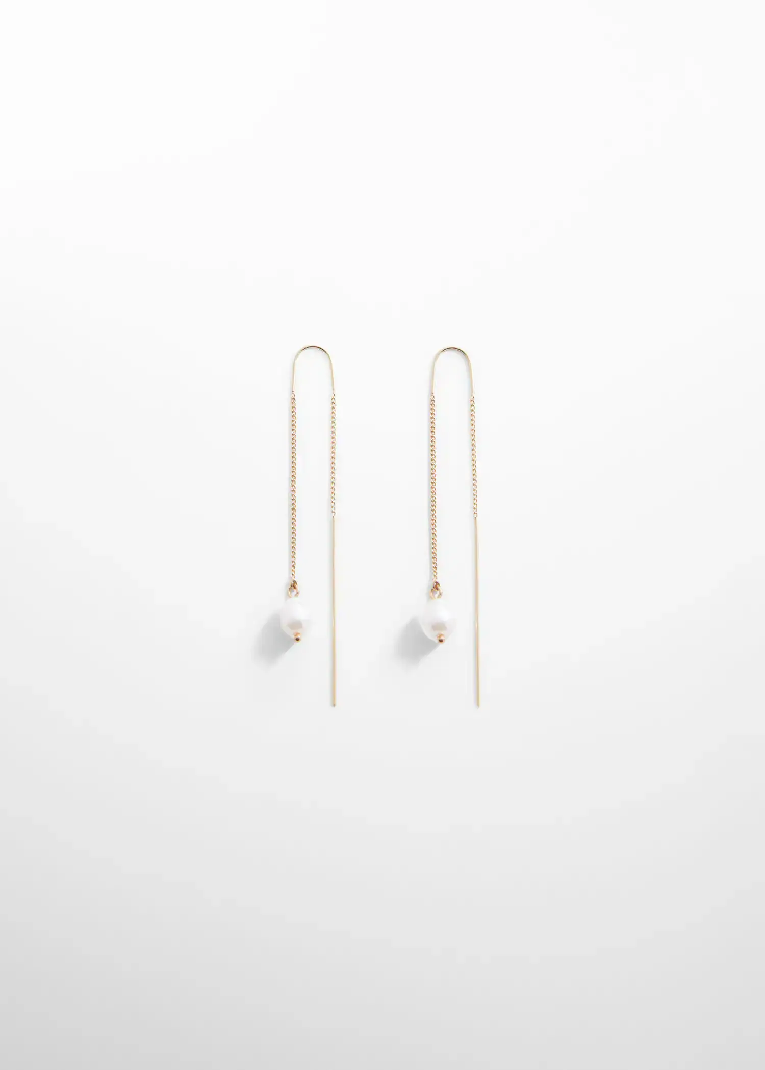 Mango Pearl thread earrings. a pair of gold and pearl threader earrings. 